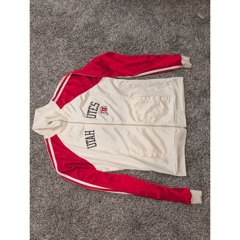 Utah Utes NCAA Red White Full Zip Track Jacket Retro College Varsity Style